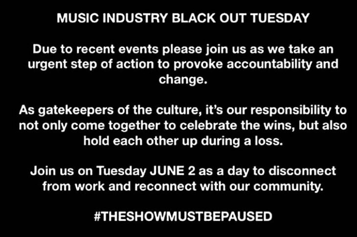 MUSIC INDUSTRY BLACK OUT TUESDAY